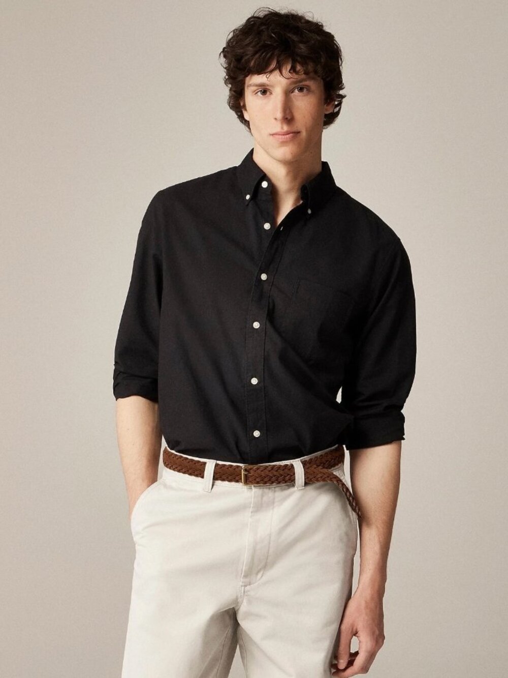 J. Crew Men's Slim Broken-In Garment-Dyed Organic Cotton Oxford Shirt - Size Med